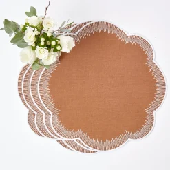 Alathea Caramel Linen Placemats & Napkins (Set Of 4)|Mrs. Alice Clearance