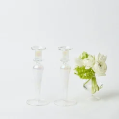 Amelie Clear Candle Holders (Pair)|Mrs. Alice
