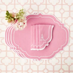 Amelie Pink Placemats & Napkins (Set Of 4)|Mrs. Alice Best
