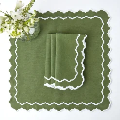 Beatrice Forest Green Napkins (Set Of 4)|Mrs. Alice Clearance