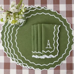 Beatrice Forest Green Napkins (Set Of 4)|Mrs. Alice Clearance