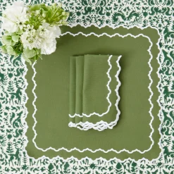 Beatrice Forest Green Napkins (Set Of 4)|Mrs. Alice Clearance