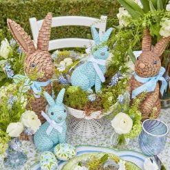 Blue & Brown Rattan Rabbit Family|Mrs. Alice Outlet
