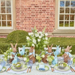 Blue & Brown Rattan Rabbit Family|Mrs. Alice Outlet