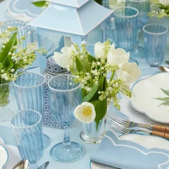 Blue & White Rim Short Stem Glass (Set Of 4)|Mrs. Alice Hot