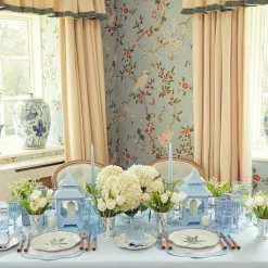 Blue & White Rim Water Glasses (Set Of 4)|Mrs. Alice