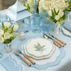 Blue & White Rim Water Glasses (Set Of 4)|Mrs. Alice