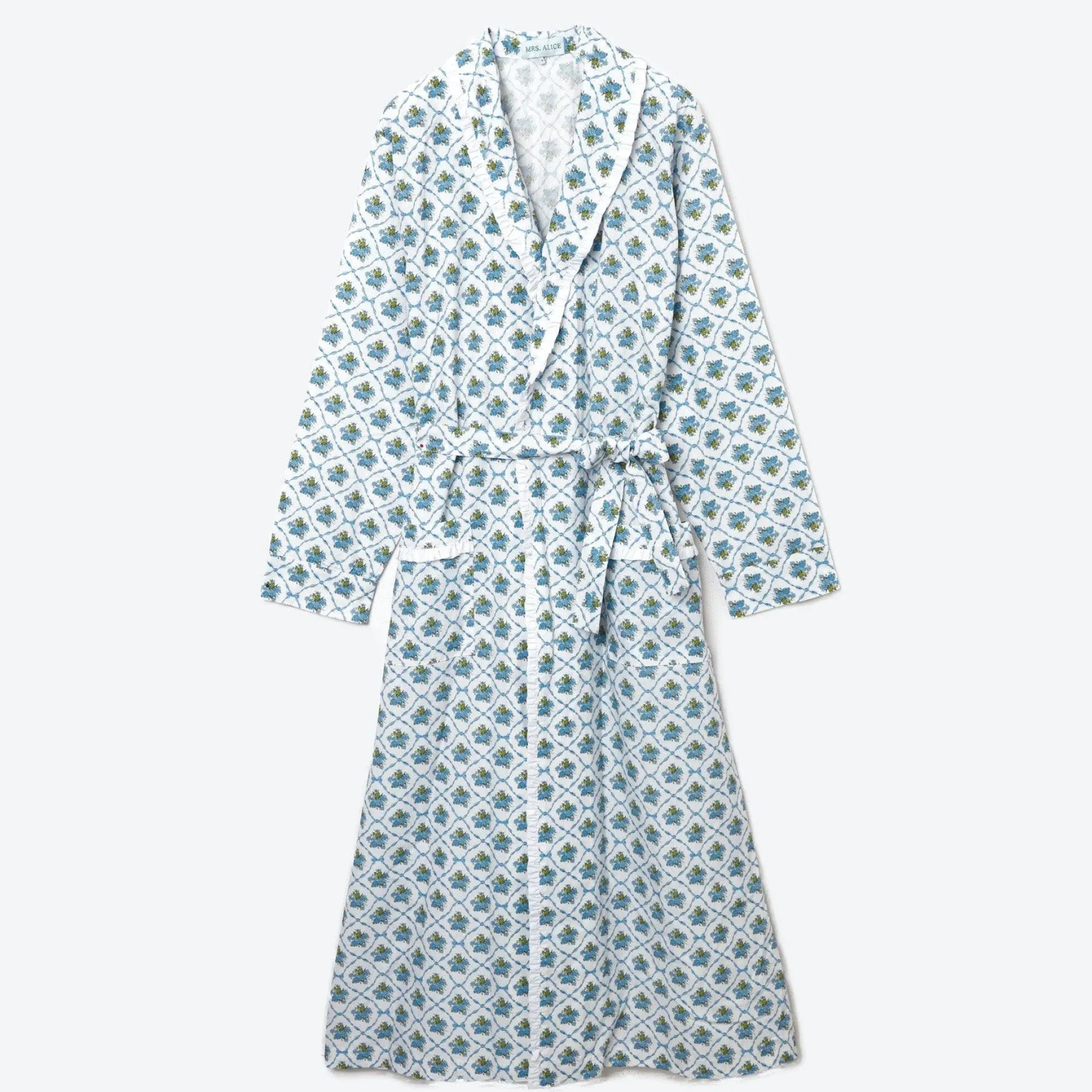 Blue Bouquet Dressing Gown|Mrs. Alice Clearance