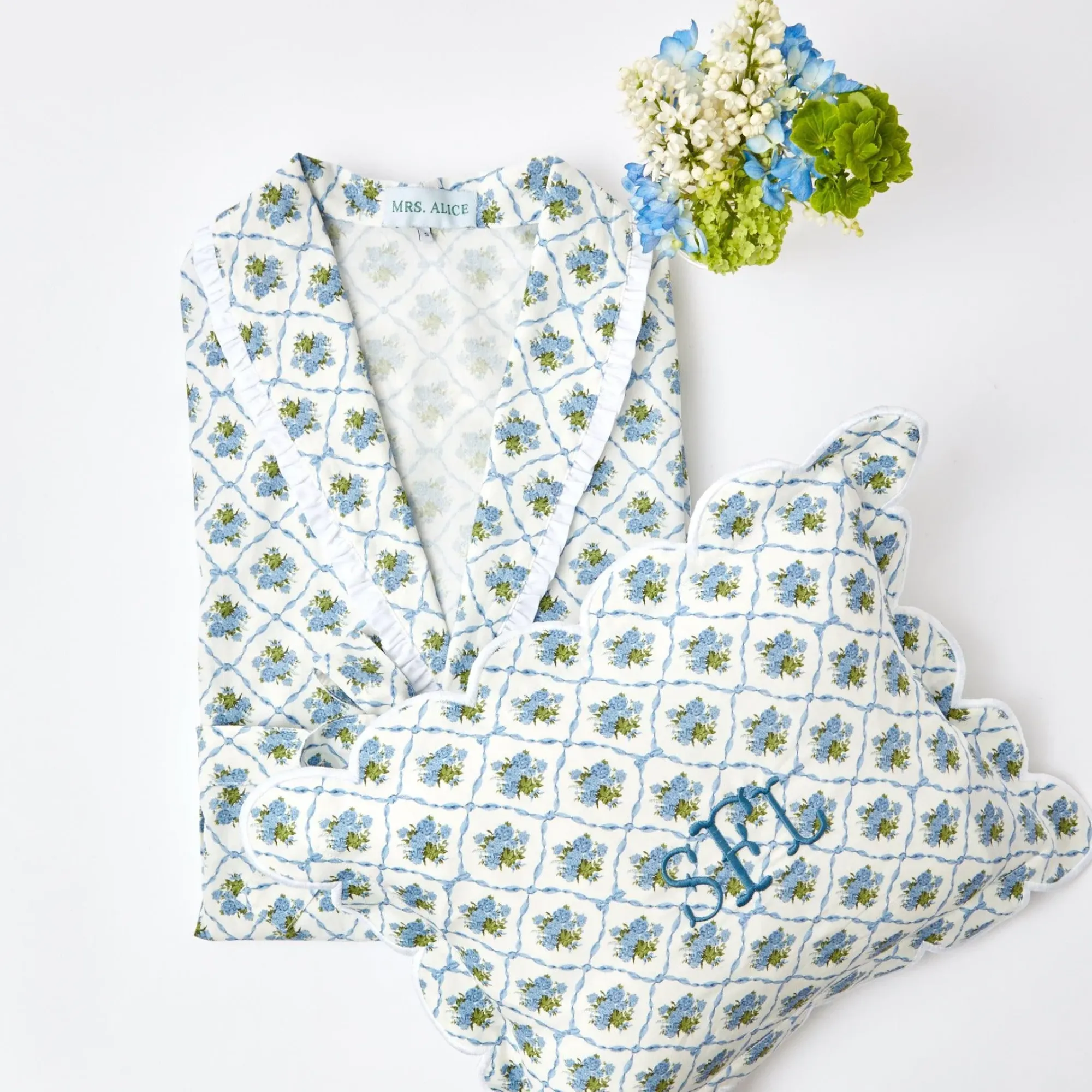 Blue Bouquet Dressing Gown|Mrs. Alice Discount