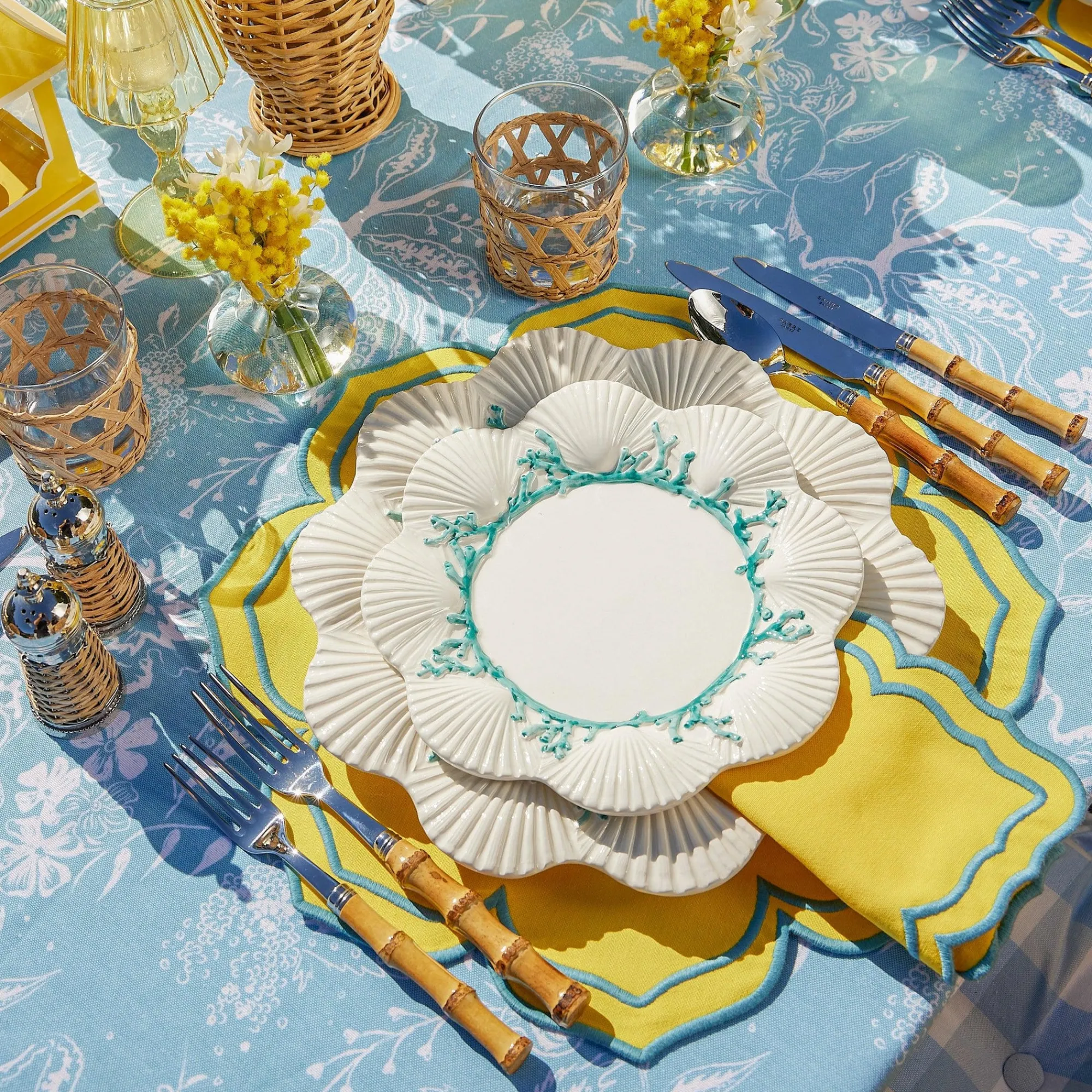 Blue Coral Dinner & Starter Plates (Set Of 8)|Mrs. Alice Clearance