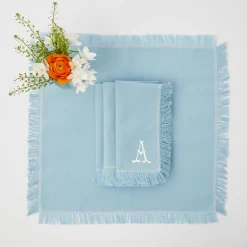Blue Fringe Napkins (Set Of 4)|Mrs. Alice New
