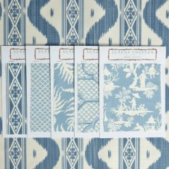 Blue Ikat Stripe Fabric|Mrs. Alice Sale