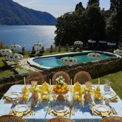 Blue Melograno & Fleur Yellow Linen Set|Mrs. Alice Clearance