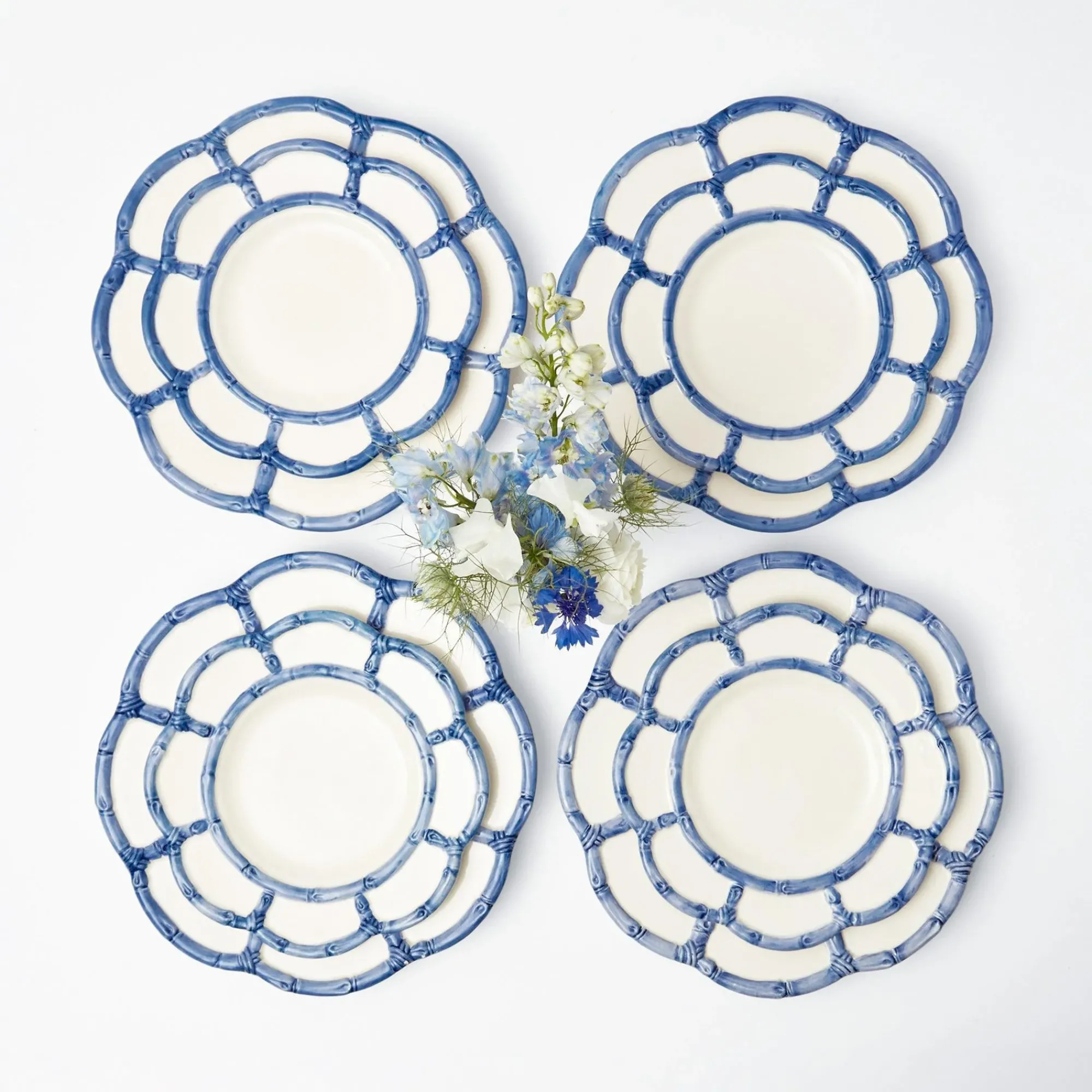 Blue Petal Bamboo Dinner & Starter Plates (Set Of 8)|Mrs. Alice Discount