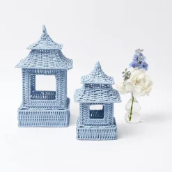 Blue Rattan Pagoda Lantern Set|Mrs. Alice