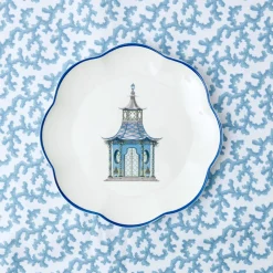 Blue Scalloped Pagoda Starter Plate|Mrs. Alice Sale