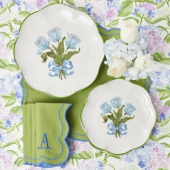 Blue Tulip Dinner & Starter Plates (Set Of 8)|Mrs. Alice Sale