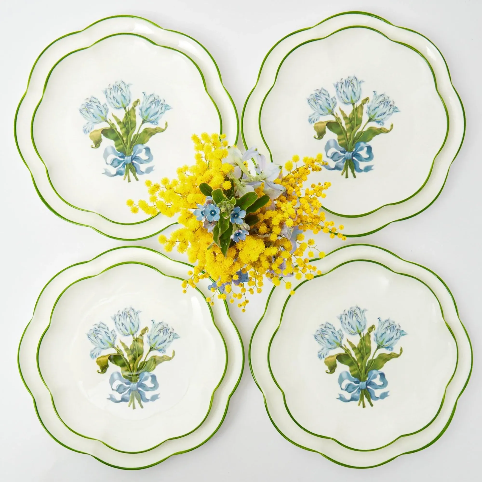 Blue Tulip Dinner & Starter Plates (Set Of 8)|Mrs. Alice New