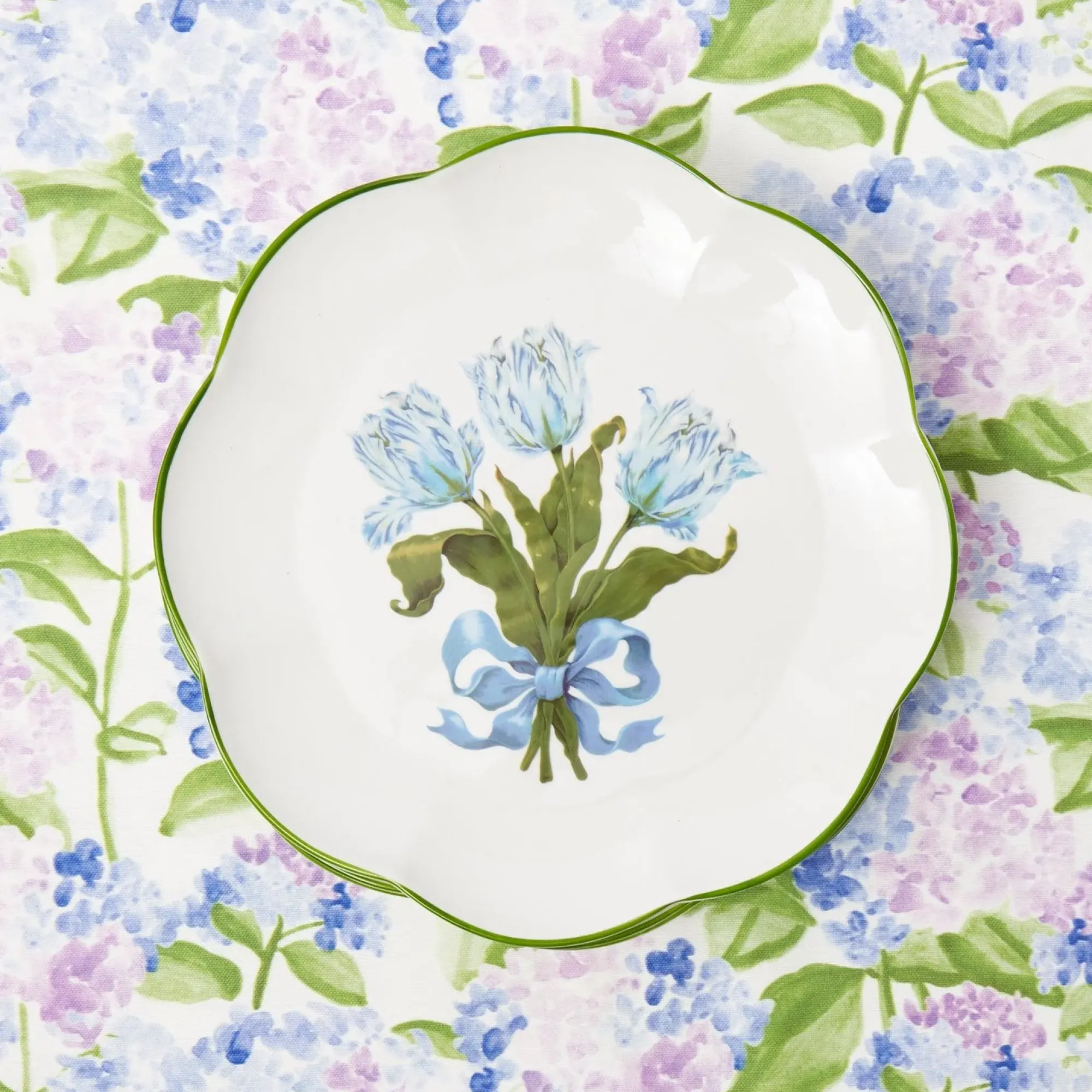 Blue Tulip Dinner & Starter Plates (Set Of 8)|Mrs. Alice New