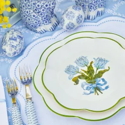 Blue Tulip Dinner & Starter Plates (Set Of 8)|Mrs. Alice Best