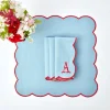 Blue With Red Scallop Napkins (Set Of 4)|Mrs. Alice Best
