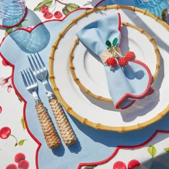 Blue With Red Scallop Napkins (Set Of 4)|Mrs. Alice Best