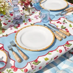 Blue With Red Scallop Placemat (Set Of 4)|Mrs. Alice New