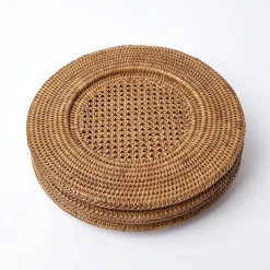 Brown Rattan Charger Plates (Set Of 4)|Mrs. Alice Discount