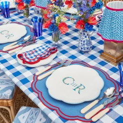Camilla Blue & Red Linen Placemats (Set Of 4)|Mrs. Alice Best