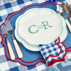 Camilla Blue & Red Linen Placemats (Set Of 4)|Mrs. Alice Best