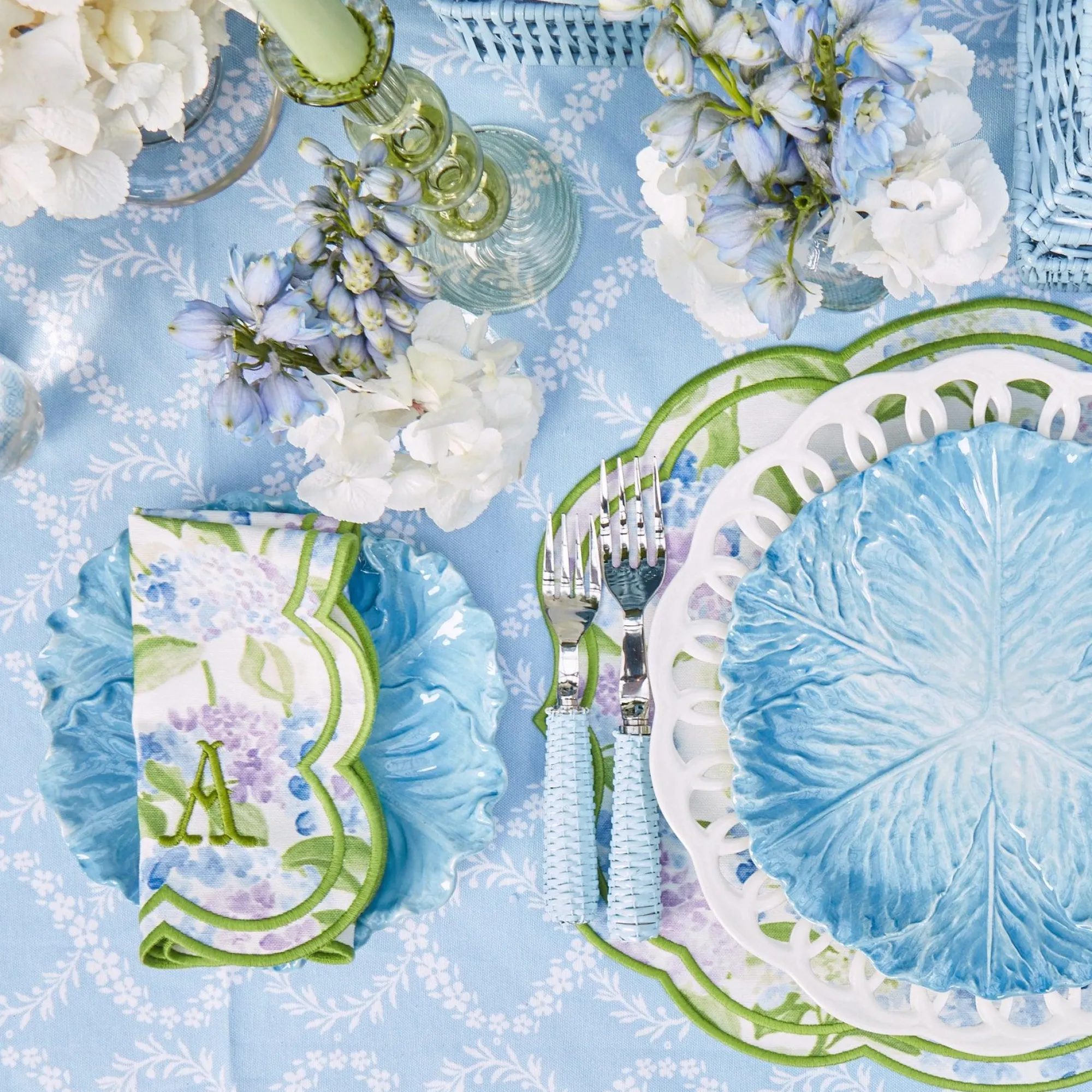 Camilla Hydrangea Placemats & Napkins (Set Of 4)|Mrs. Alice Online