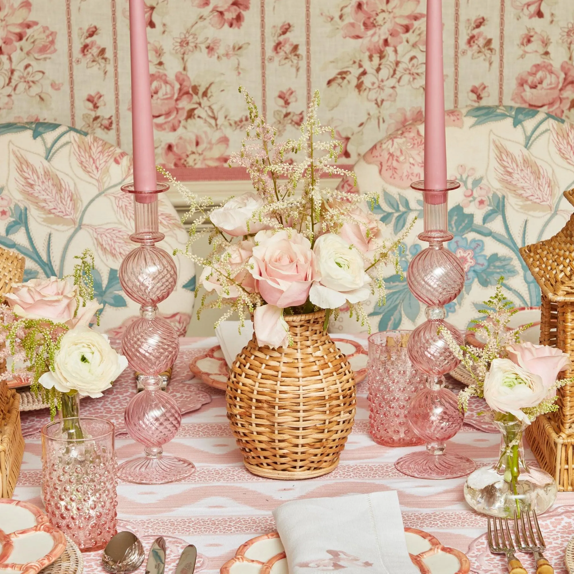 Camille Peony Candle Holder (Pair)|Mrs. Alice Hot