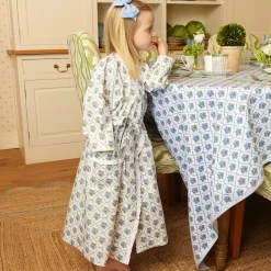 Children's Blue Bouquet Dressing Gown|Mrs. Alice Clearance