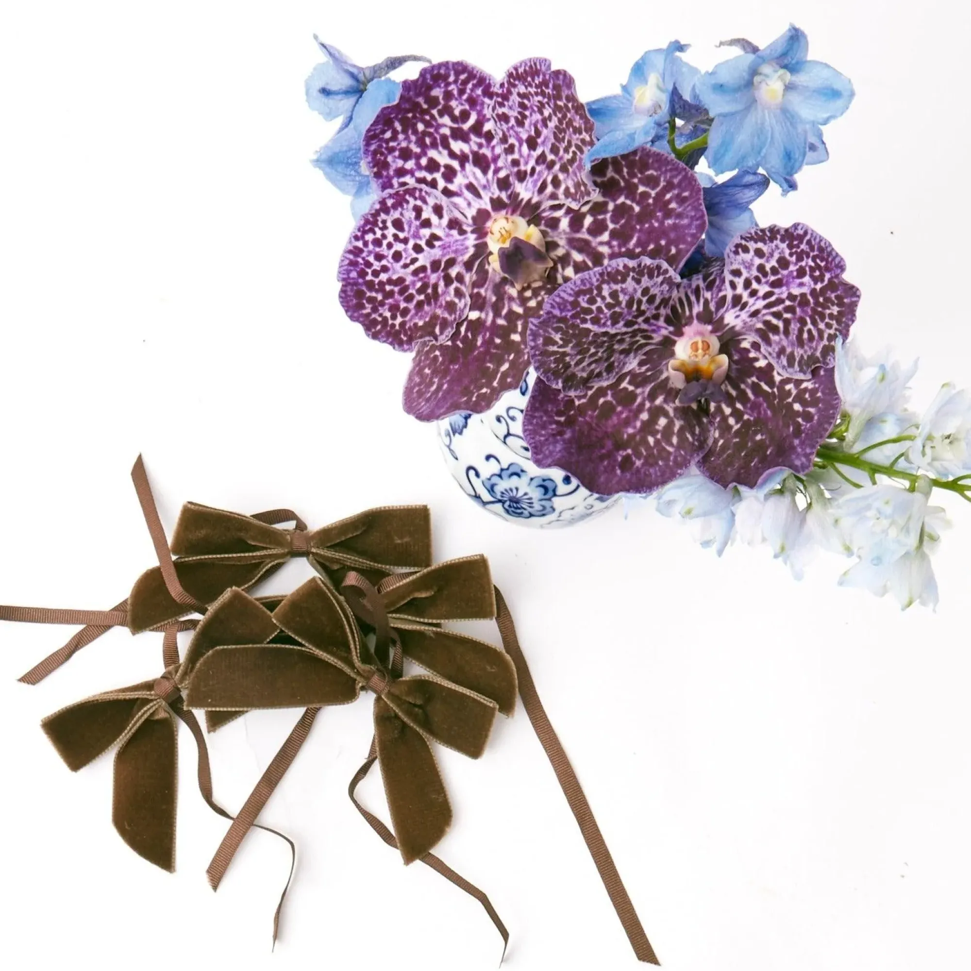 Chocolate Velvet Mini Bows (Set Of 4)|Mrs. Alice Online