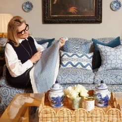 Cobalt Blue Lotus Flower Fabric|Mrs. Alice Hot