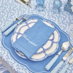 Compliment Blue Linen Napkins (Set Of 8)|Mrs. Alice Hot