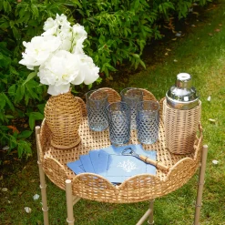 Coral Blue Linen Cocktail Napkins (Set Of 4)|Mrs. Alice Outlet