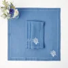 Coral Blue Linen Napkins (Set Of 4)|Mrs. Alice Clearance