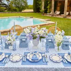 Coral Blue Linen Napkins (Set Of 4)|Mrs. Alice Clearance