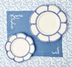 Coral Blue Linen Placemats (Set Of 4)|Mrs. Alice Clearance