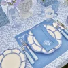 Coral Blue Linen Placemats & Napkins (Set Of 4)|Mrs. Alice New