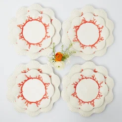 Coral Dinner & Starter Plates (Set Of 8)|Mrs. Alice