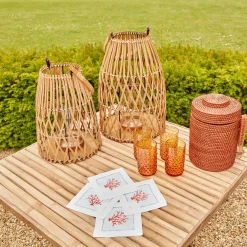 Coral Linen Cocktail Napkins (Set Of 4)|Mrs. Alice Clearance