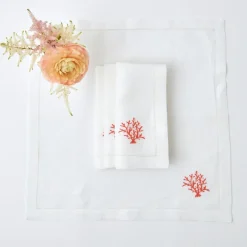 Coral Linen Napkins (Set Of 4)|Mrs. Alice Discount