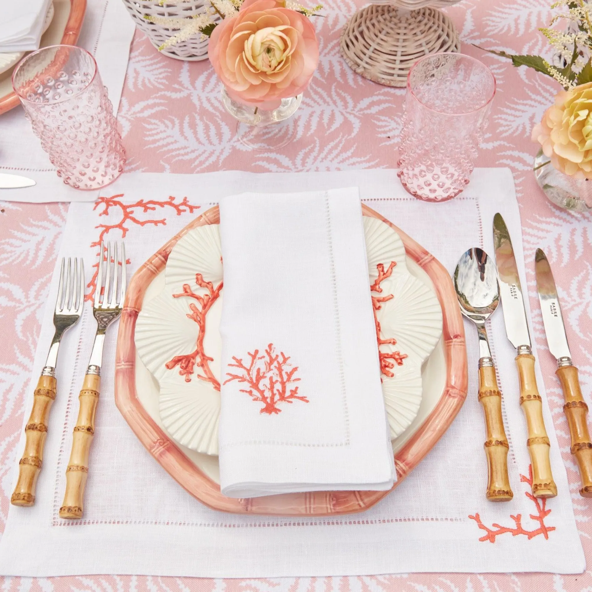 Coral Linen Napkins (Set Of 4)|Mrs. Alice Discount