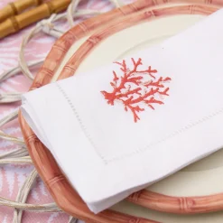 Coral Linen Napkins (Set Of 4)|Mrs. Alice Discount