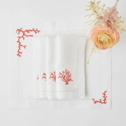 Coral Linen Napkins (Set Of 4)|Mrs. Alice Discount