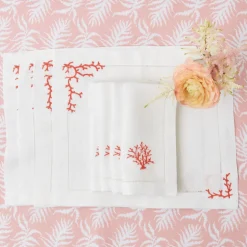 Coral Linen Placemats (Set Of 4)|Mrs. Alice
