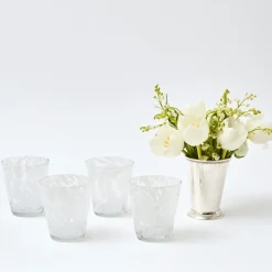 Dappled White Water Glasses (Set Of 4)|Mrs. Alice Outlet