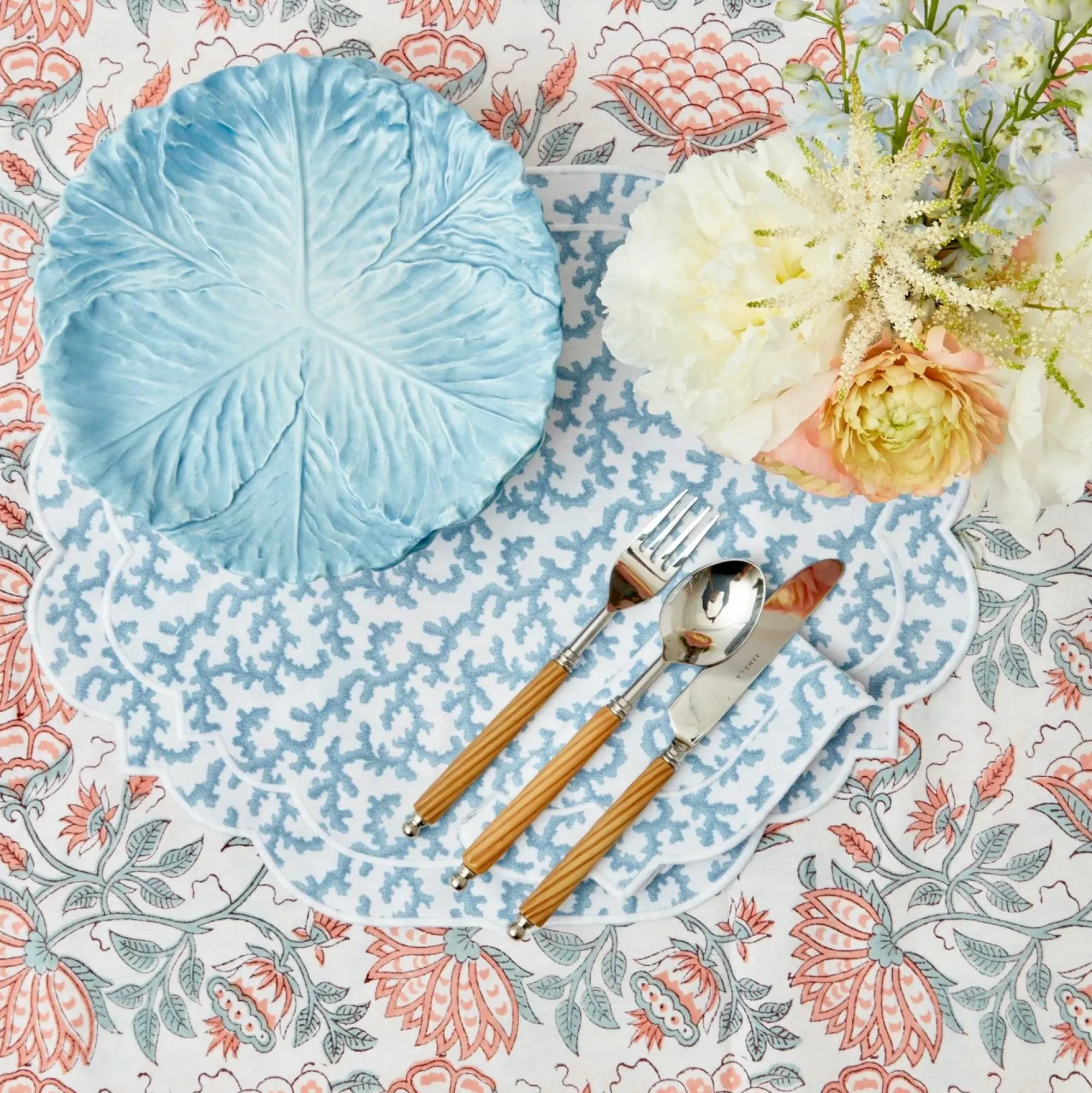 Edie Blue Coral Placemats (Set Of 4)|Mrs. Alice Sale